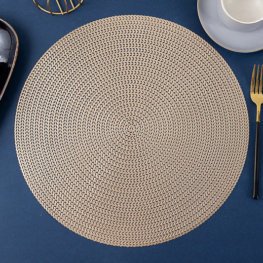 KTX-518163 Round Hollowed Out PVC Insulated Table Mat in Gold, Silver, Rose Gold, and Bronze - 38cm Diameter