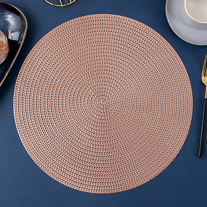 KTX-518163 Round Hollowed Out PVC Insulated Table Mat in Gold, Silver, Rose Gold, and Bronze - 38cm Diameter