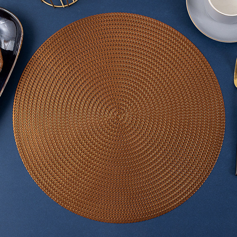 KTX-518163 Round Hollowed Out PVC Insulated Table Mat in Gold, Silver, Rose Gold, and Bronze - 38cm Diameter