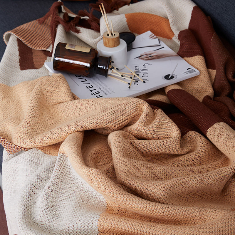 KTX-518803 Cotton Knit Towel Blanket - Perfect for Sofas, Beds, and Travel, Available in Multiple Sizes