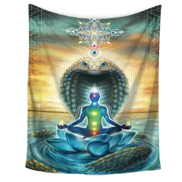 KTX-519187 Lotus Meditation Tapestry - Simple Modern Rectangular Cloth Design, Hand and Machine Washable