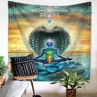 KTX-519187 Lotus Meditation Tapestry - Simple Modern Rectangular Cloth Design, Hand and Machine Washable