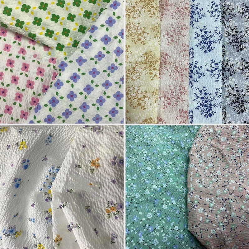 KTX-519315 Botanical Print Bubble Fabric for Children's Clothing, 100% Cotton, 128CM Wide