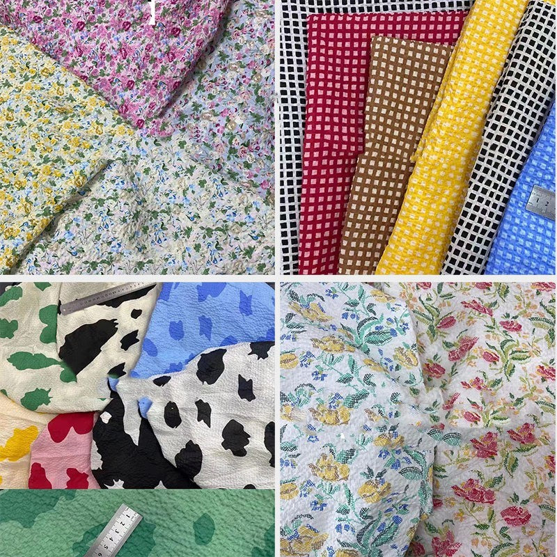 KTX-519315 Botanical Print Bubble Fabric for Children's Clothing, 100% Cotton, 128CM Wide