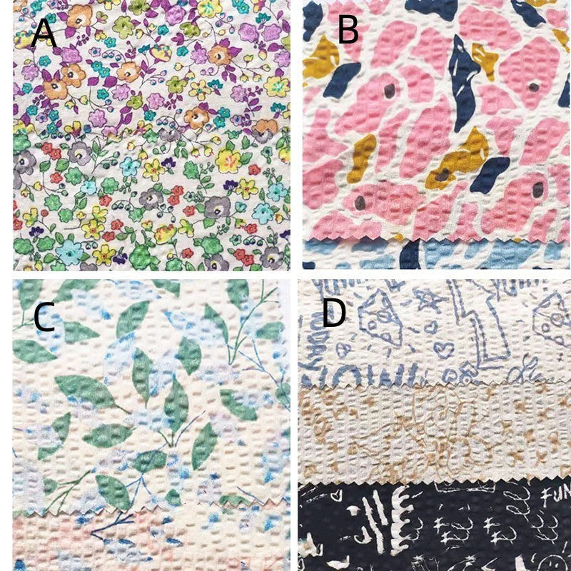 KTX-519315 Botanical Print Bubble Fabric for Children's Clothing, 100% Cotton, 128CM Wide