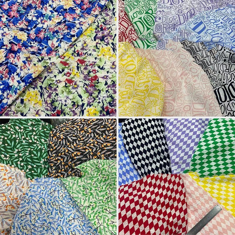 KTX-519315 Botanical Print Bubble Fabric for Children's Clothing, 100% Cotton, 128CM Wide