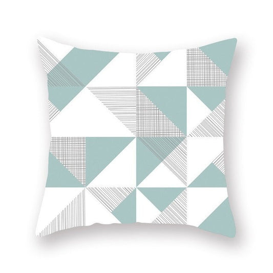 KTX-519315 Bright Green Geometric Peach Skin Cushion Cover - 45x45cm