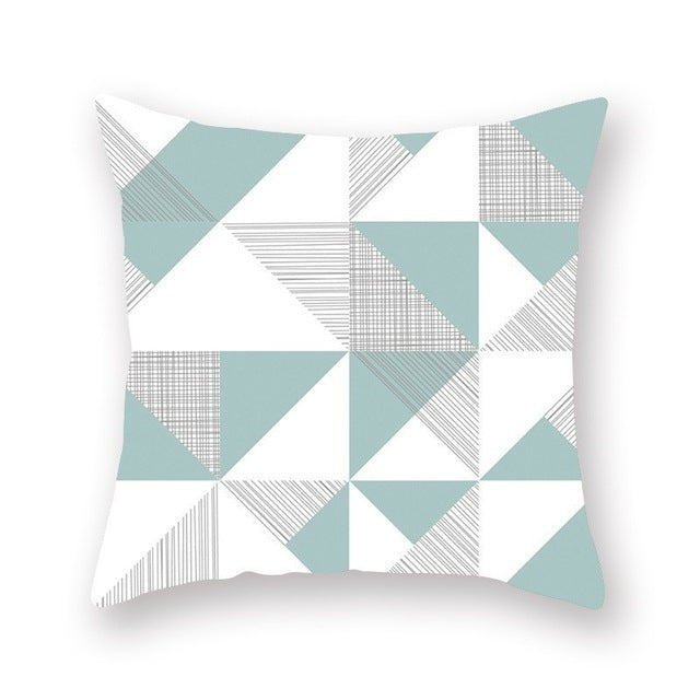 KTX-519315 Bright Green Geometric Peach Skin Cushion Cover - 45x45cm