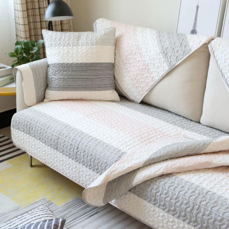 KTX-519635 Modern Minimalist Striped Print Pillowcase - Elegant Cotton Dust Cover for Home Decor