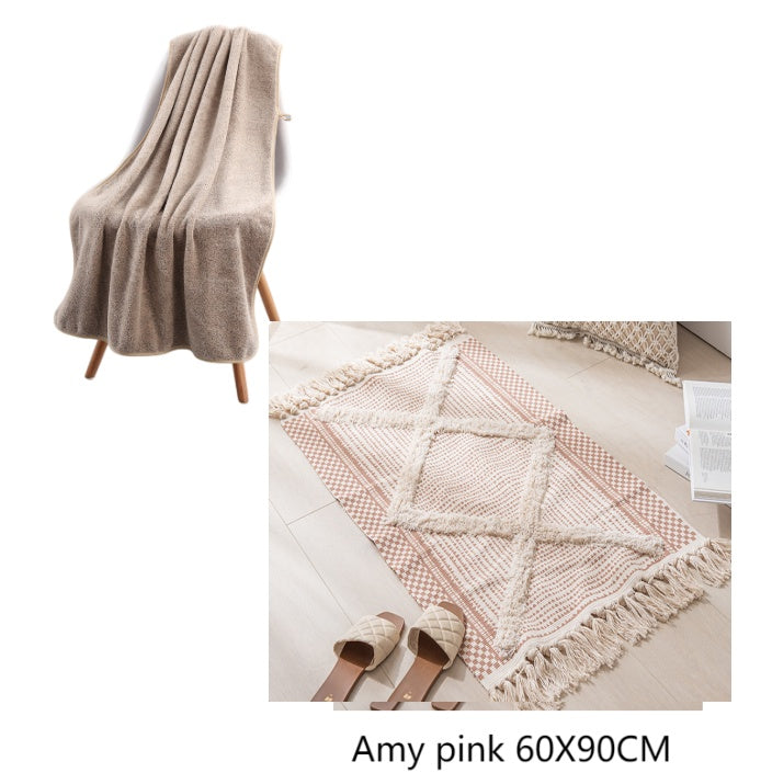 KTX-520211 Bamboo Charcoal Solid Color Bath Towels for Adults - Available in Purple, Light Gray, Dark Khaki, Beige, and Wine Red