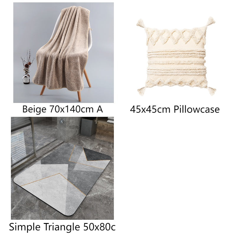 KTX-520211 Bamboo Charcoal Solid Color Bath Towels for Adults - Available in Purple, Light Gray, Dark Khaki, Beige, and Wine Red