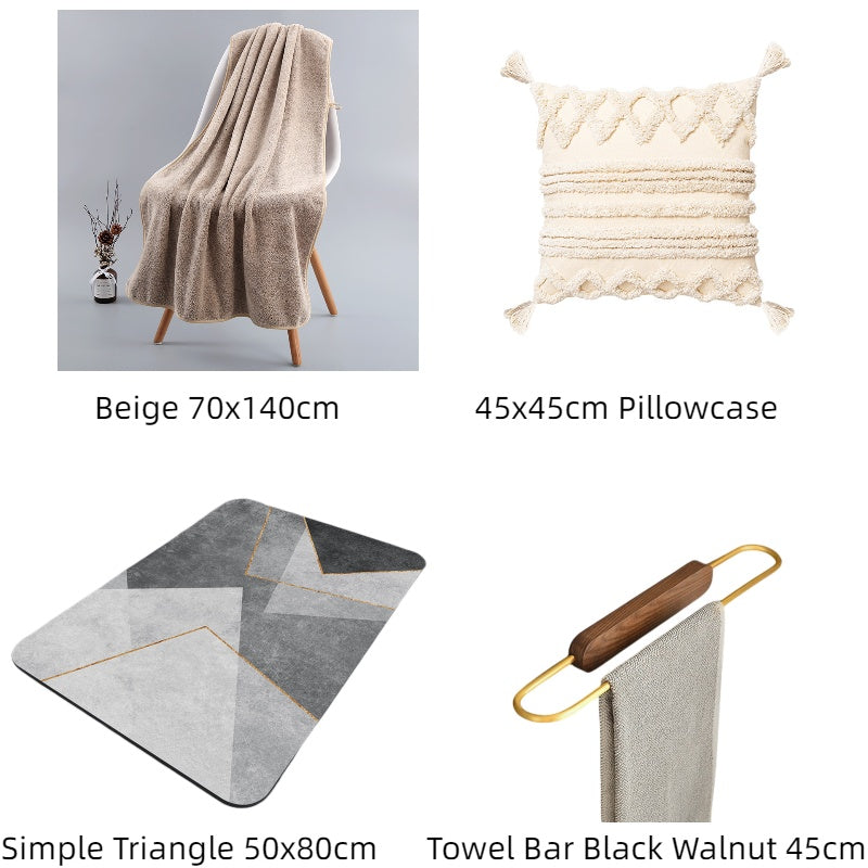 KTX-520211 Bamboo Charcoal Solid Color Bath Towels for Adults - Available in Purple, Light Gray, Dark Khaki, Beige, and Wine Red