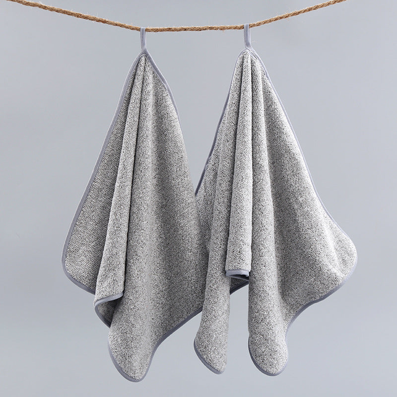 KTX-520211 Bamboo Charcoal Solid Color Bath Towels for Adults - Available in Purple, Light Gray, Dark Khaki, Beige, and Wine Red