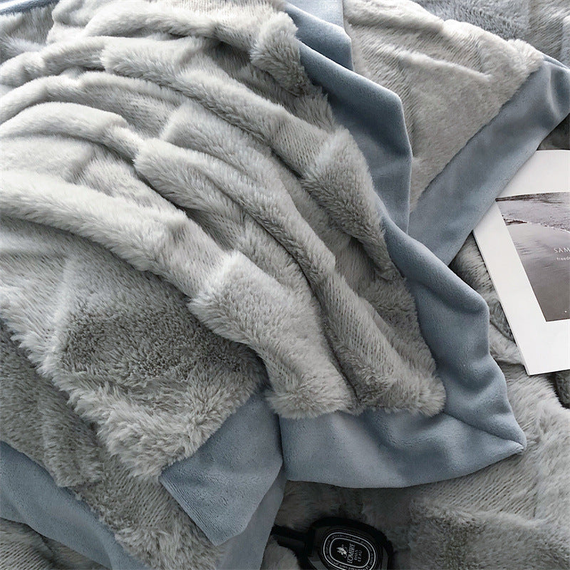 KTX-520787 Luxurious Milk Velvet Duvet Cover Set with Rabbit Hair - 4 Piece Bedding Collection in Multiple Elegant Colors