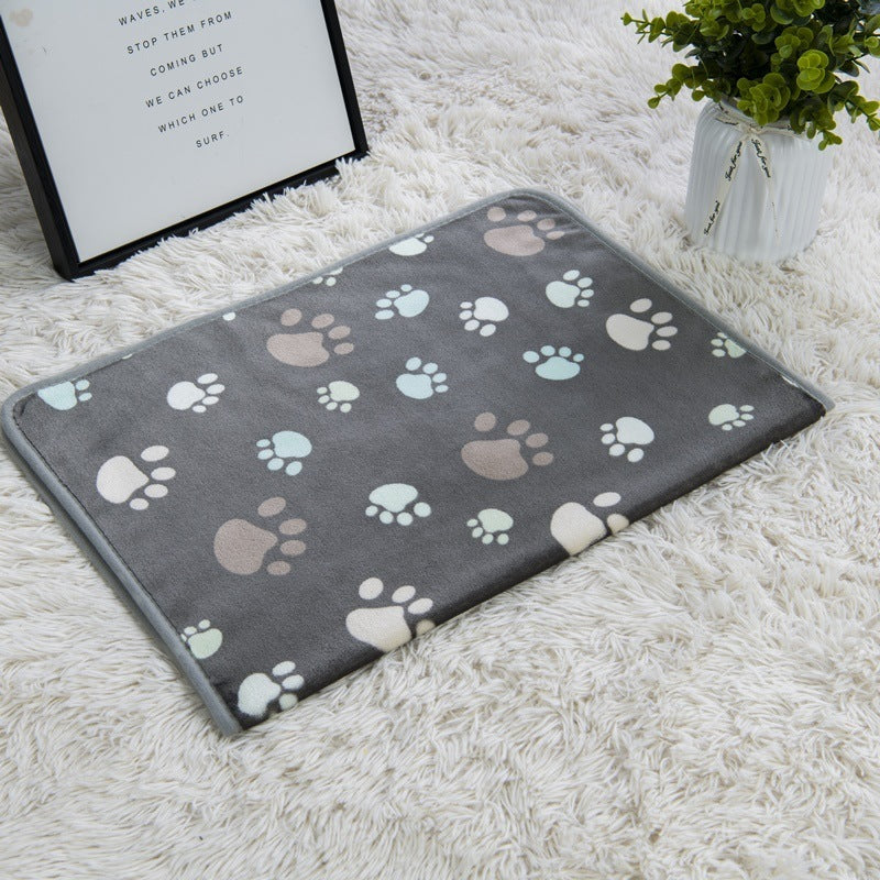 KTX-522707 Soft Paw Print Coral Fleece Pet Blankets in White, Pink, and Brown - Multiple Sizes Available