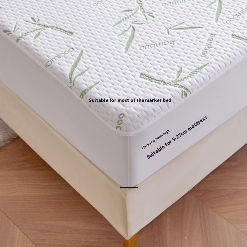 KTX-522771 Bamboo Fiber Air Layer Jacquard Waterproof Mattress Protector with Plant and Flower Design