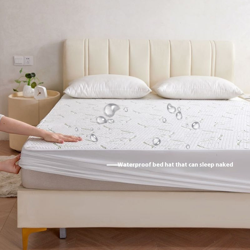 KTX-522771 Bamboo Fiber Air Layer Jacquard Waterproof Mattress Protector with Plant and Flower Design