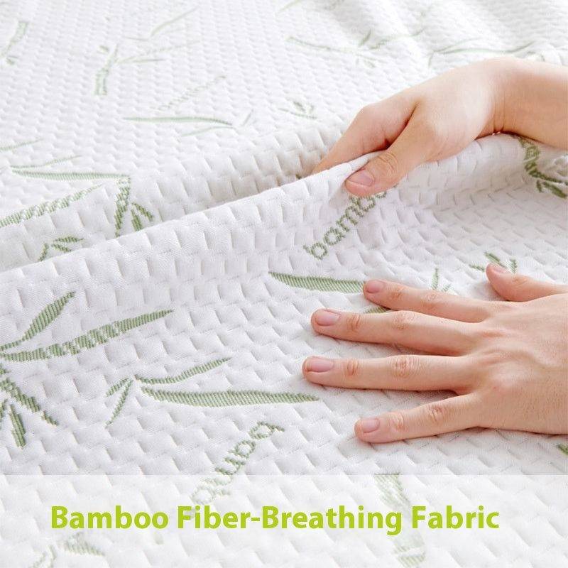 KTX-522771 Bamboo Fiber Air Layer Jacquard Waterproof Mattress Protector with Plant and Flower Design