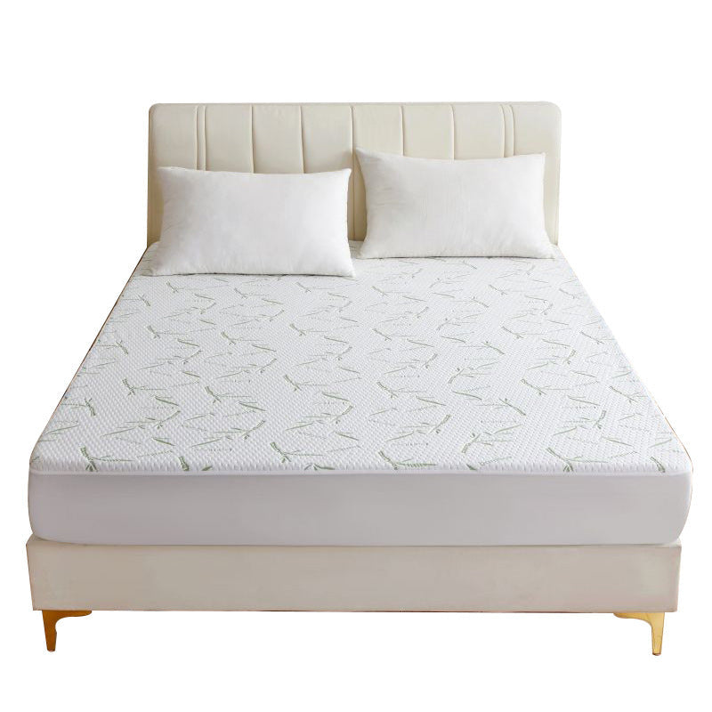 KTX-522771 Bamboo Fiber Air Layer Jacquard Waterproof Mattress Protector with Plant and Flower Design