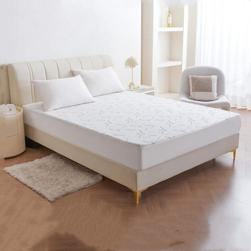 KTX-522771 Bamboo Fiber Air Layer Jacquard Waterproof Mattress Protector with Plant and Flower Design