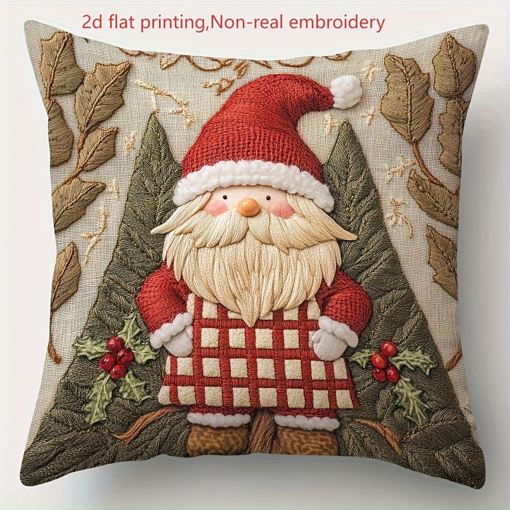KTX-522835 Christmas Cartoon Elk and Rabbit Decorative Linen Cushion Cover - 45x45cm Size