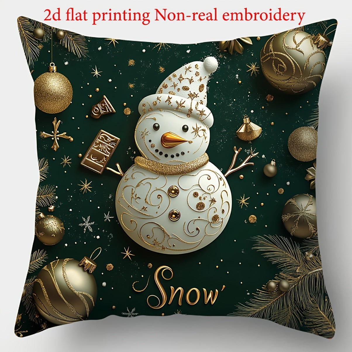 KTX-522835 Christmas Cartoon Elk and Rabbit Decorative Linen Cushion Cover - 45x45cm Size