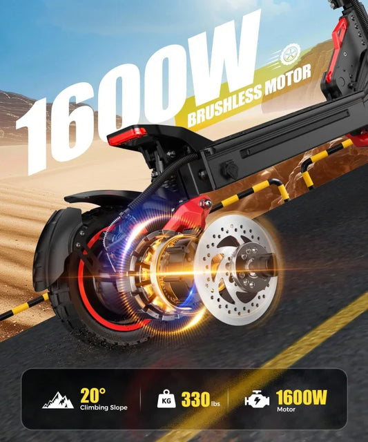 KTX-523283 Electric Scooter with 1600W Motor, 48V18Ah Battery, 50km/h Speed, Dual Suspension, App Control, Foldable Design, 120kg Capacity