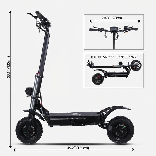 KTX-526739 60V 38AH Electric Scooter with Seat, 6000W Motor, 100-120KM Range, Foldable & Waterproof, Dual Suspension