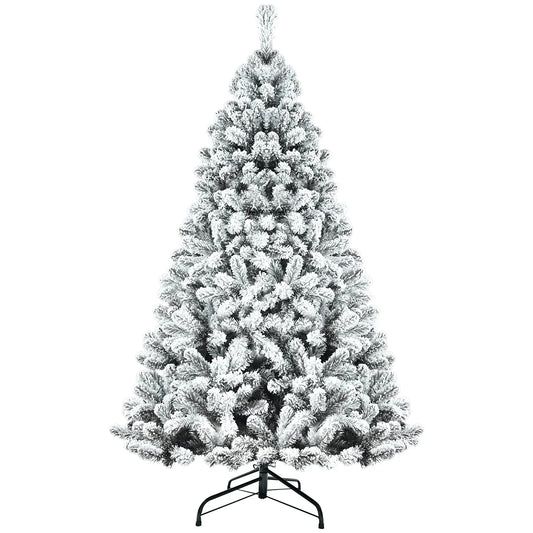 KTX-526995 Eco-Friendly PVC Flocked Artificial Christmas Tree 9ft (180cm) Fireproof Hinged Design for Festive Decorations