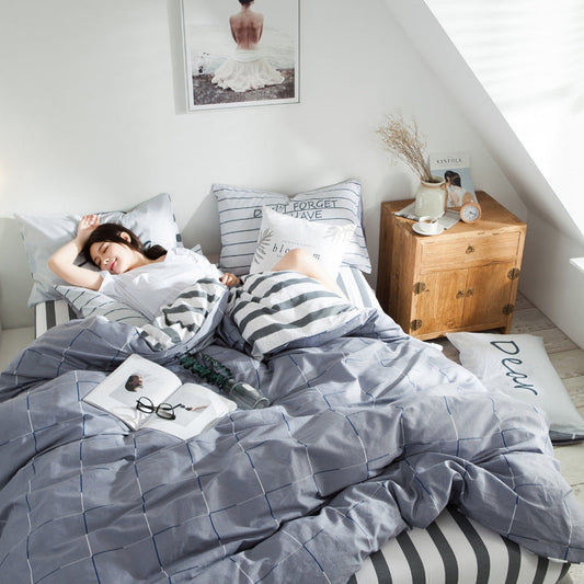 KTX-527699 Cotton Four-Piece Bedding Set with Lily Print – Soft and Durable Twill Weave