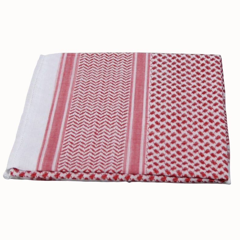 KTX-527955 Men's Qatar Headscarf and Headband Set in Red, White, and Black – Polyester, Letter Pattern for Sun Protection and Outdoor Use