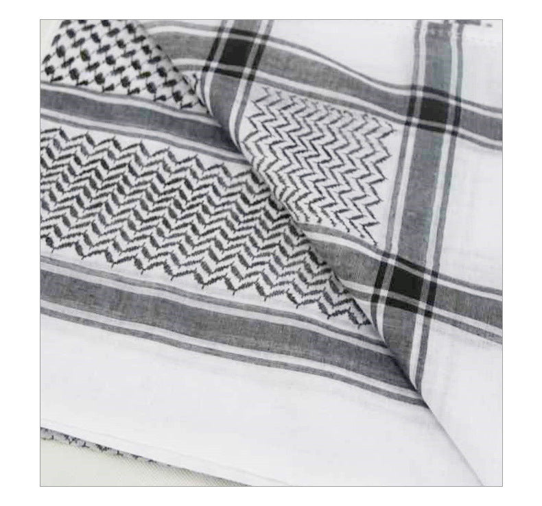 KTX-527955 Men's Qatar Headscarf and Headband Set in Red, White, and Black – Polyester, Letter Pattern for Sun Protection and Outdoor Use