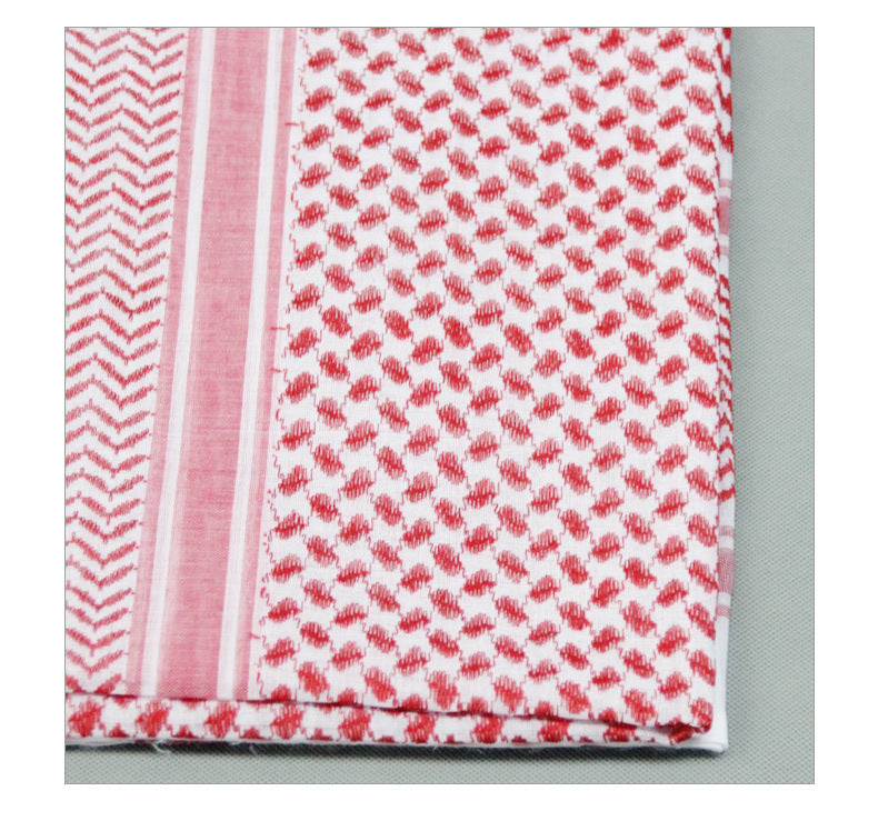 KTX-527955 Men's Qatar Headscarf and Headband Set in Red, White, and Black – Polyester, Letter Pattern for Sun Protection and Outdoor Use