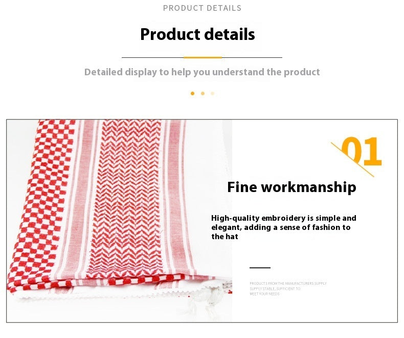 KTX-527955 Men's Qatar Headscarf and Headband Set in Red, White, and Black – Polyester, Letter Pattern for Sun Protection and Outdoor Use