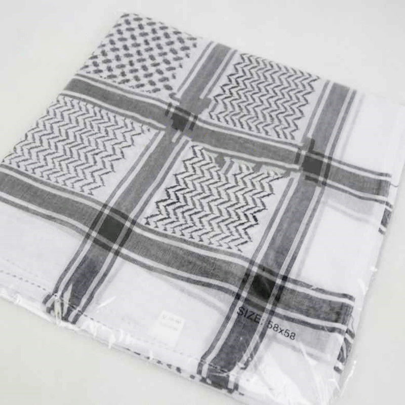 KTX-527955 Men's Qatar Headscarf and Headband Set in Red, White, and Black – Polyester, Letter Pattern for Sun Protection and Outdoor Use