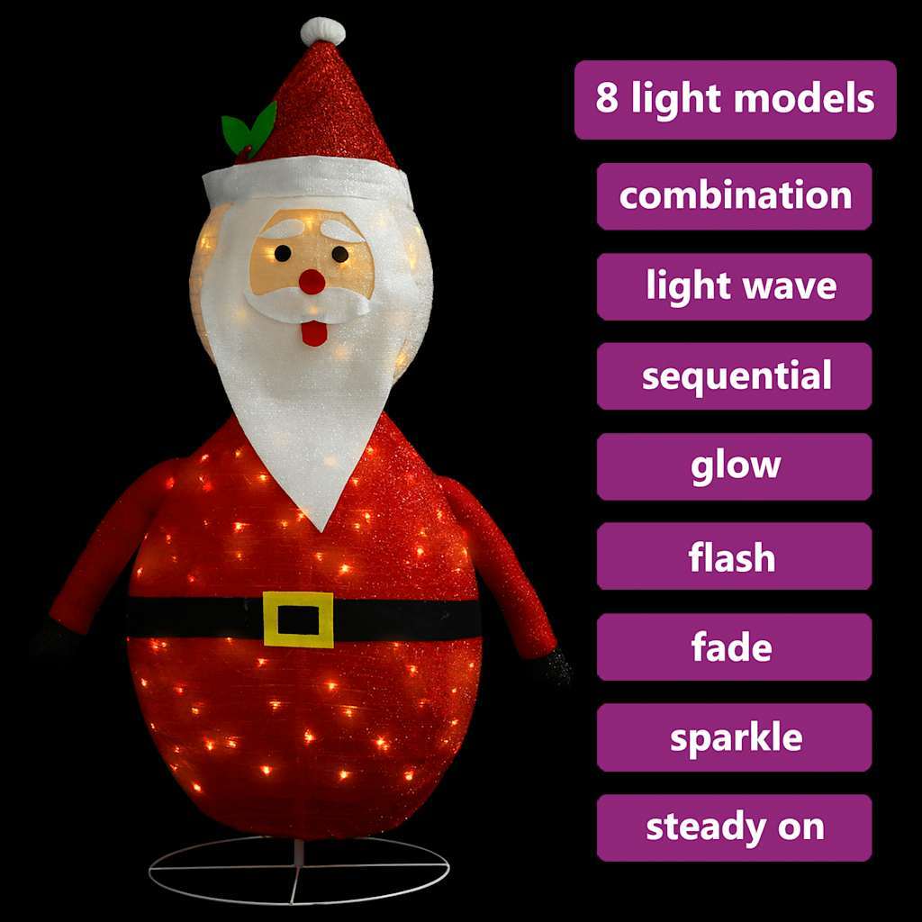 KTX-528339 LED Santa Claus Christmas Decoration - 120 cm with 8 Lighting Effects and Steel Base