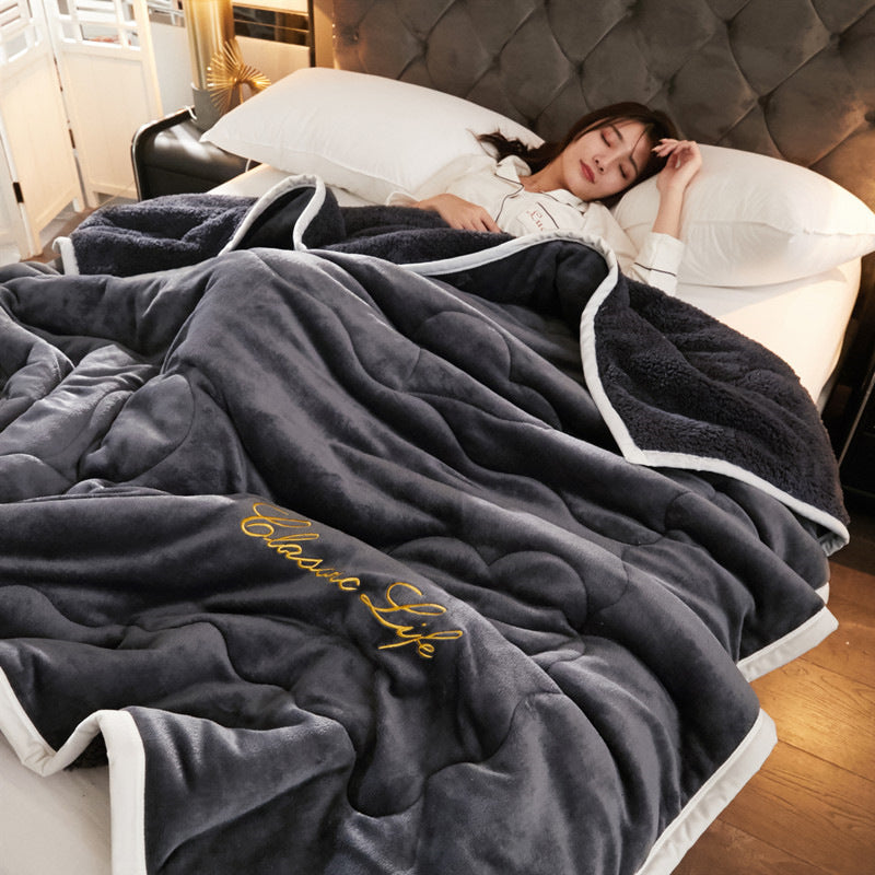 KTX-529683 Luxurious Lamb Cashmere Three-Layer Blanket - Available in Multiple Sizes