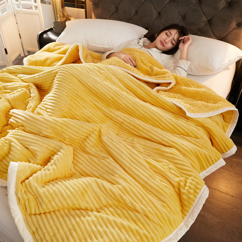 KTX-529683 Luxurious Lamb Cashmere Three-Layer Blanket - Available in Multiple Sizes