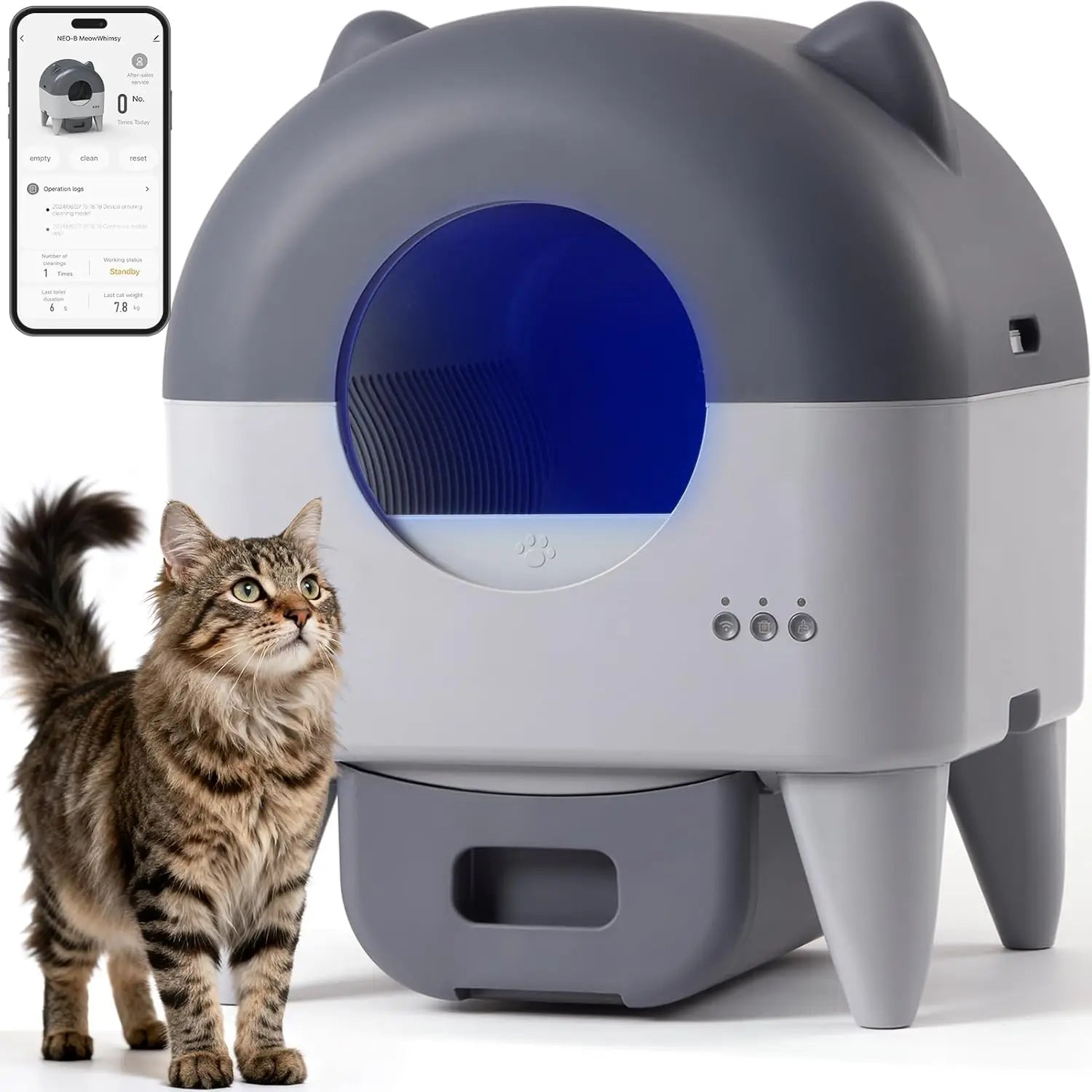 KTX-530131 Eco-Friendly Self-Cleaning Cat Litter Box for Multiple Cats with Smart App Control and Quiet Operation - 76L Capacity