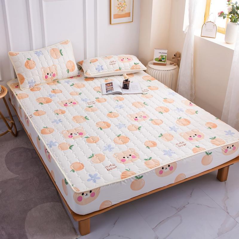 KTX-530643 Cotton Covered Anti-Slip Cartoon Fitted Sheet with Floral Design
