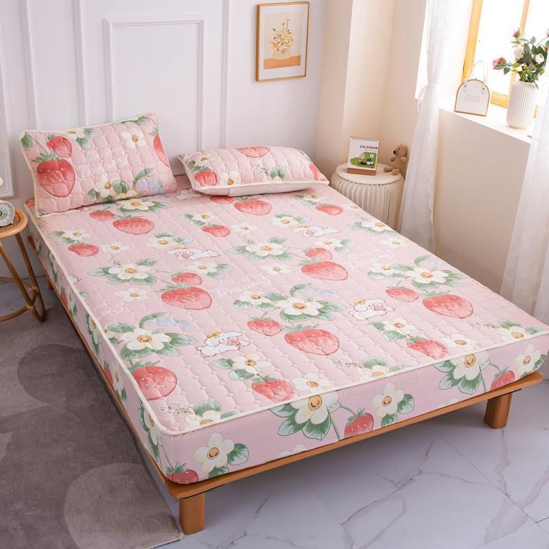 KTX-530643 Cotton Covered Anti-Slip Cartoon Fitted Sheet with Floral Design