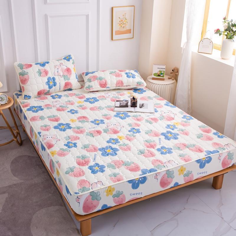 KTX-530643 Cotton Covered Anti-Slip Cartoon Fitted Sheet with Floral Design