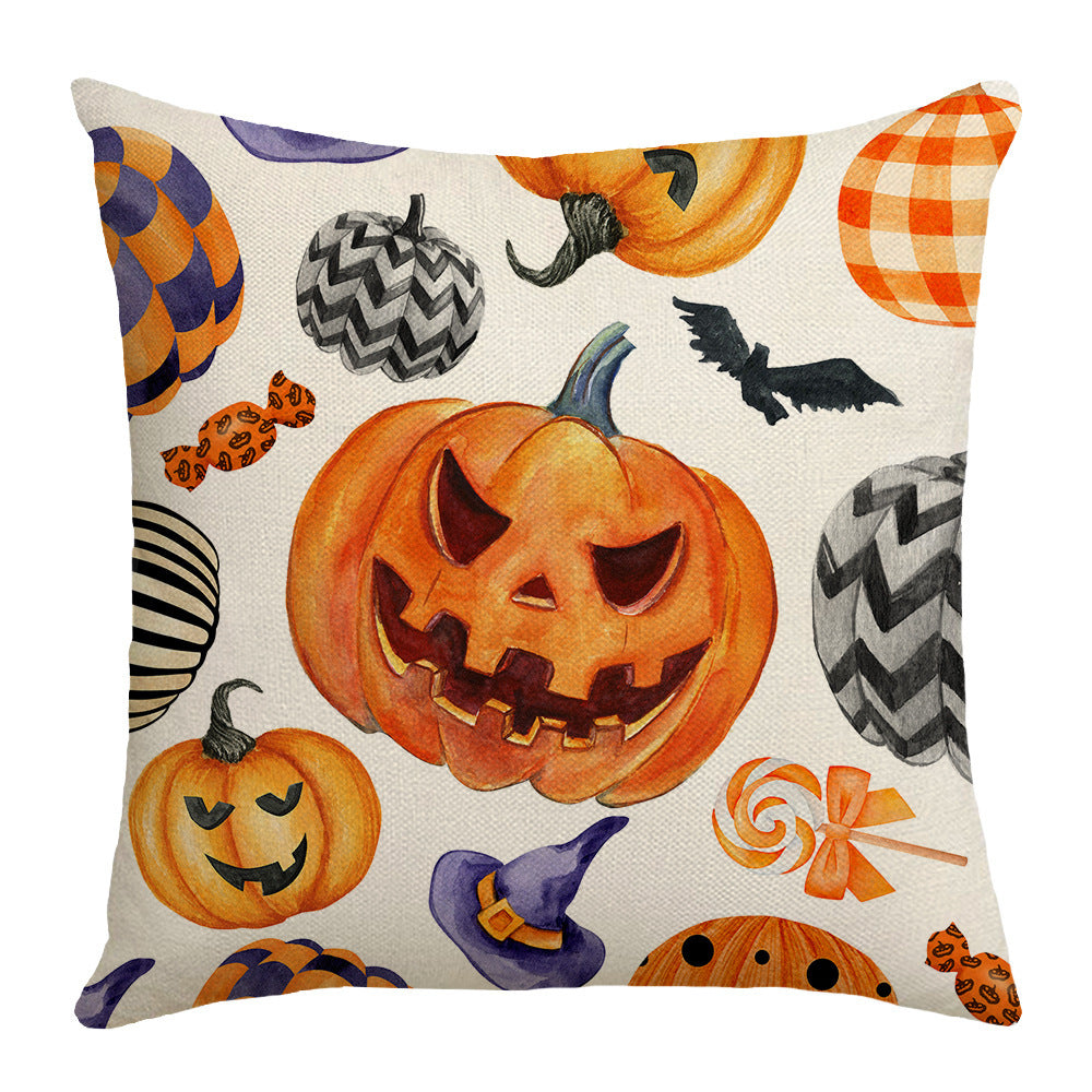 KTX-531795 Cartoon Car Pumpkin Print Sofa Pillow Case 45x45cm Nordic Style