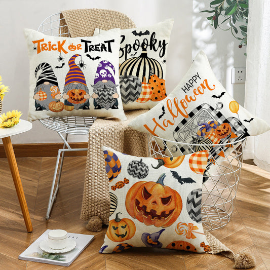 KTX-531795 Cartoon Car Pumpkin Print Sofa Pillow Case 45x45cm Nordic Style