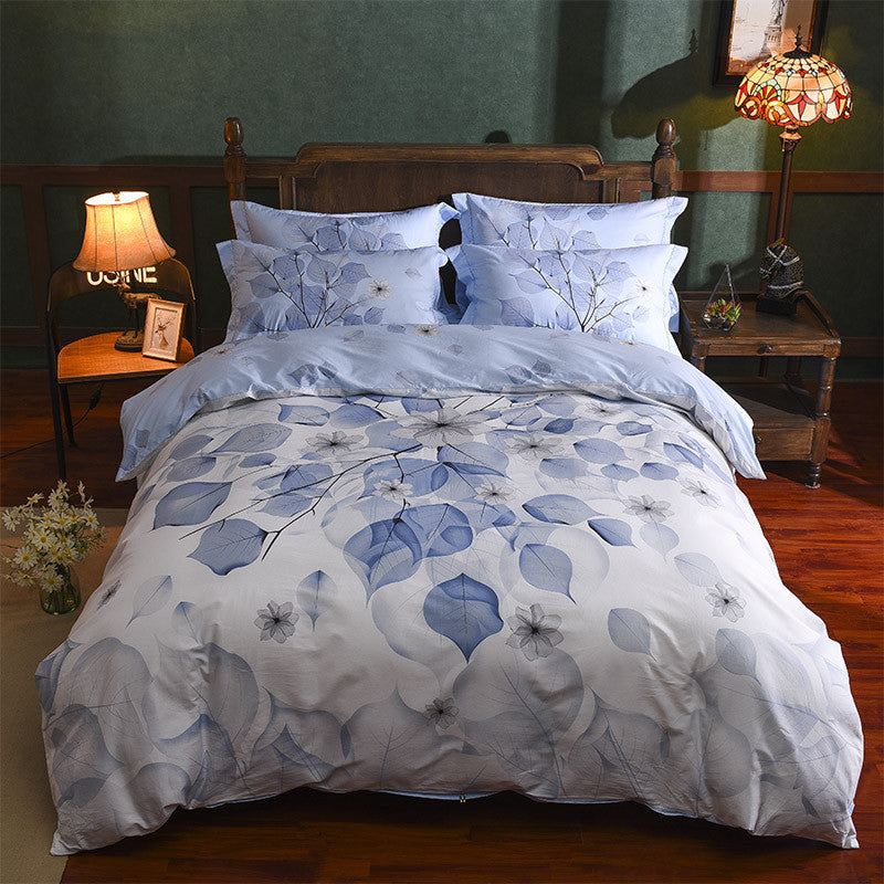 KTX-531987 Cotton Four-Piece Printed Quilt Cover Set for All Seasons