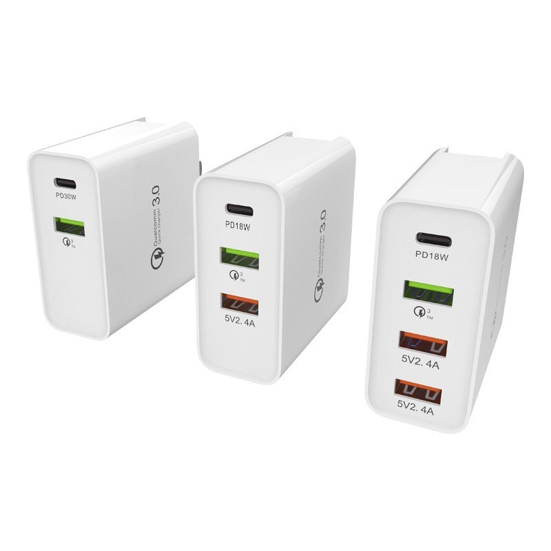 KTX-532051 Fast Charging Mobile Phone Charger with Multi-Port Design in White and Black