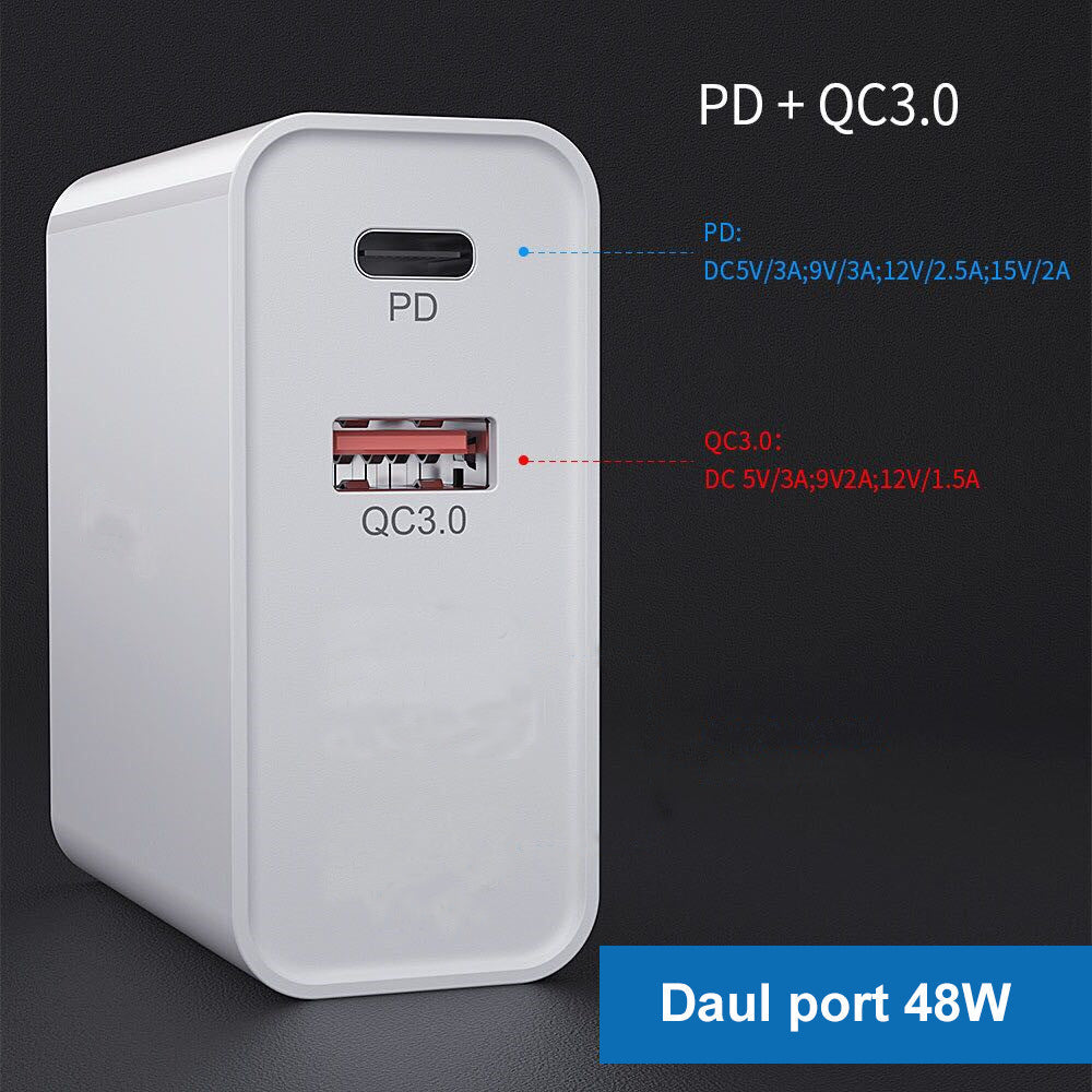 KTX-532051 Fast Charging Mobile Phone Charger with Multi-Port Design in White and Black