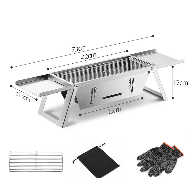 KTX-532499 Portable Charcoal BBQ Grill with Adjustable Charcoal Bed – Quick Set Up Stainless Steel Folding Design