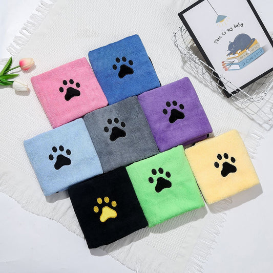 KTX-532563 Quick-Drying Soft Absorbent Coral Fleece Pet Bath Towel for Dogs and Cats in Various Colors