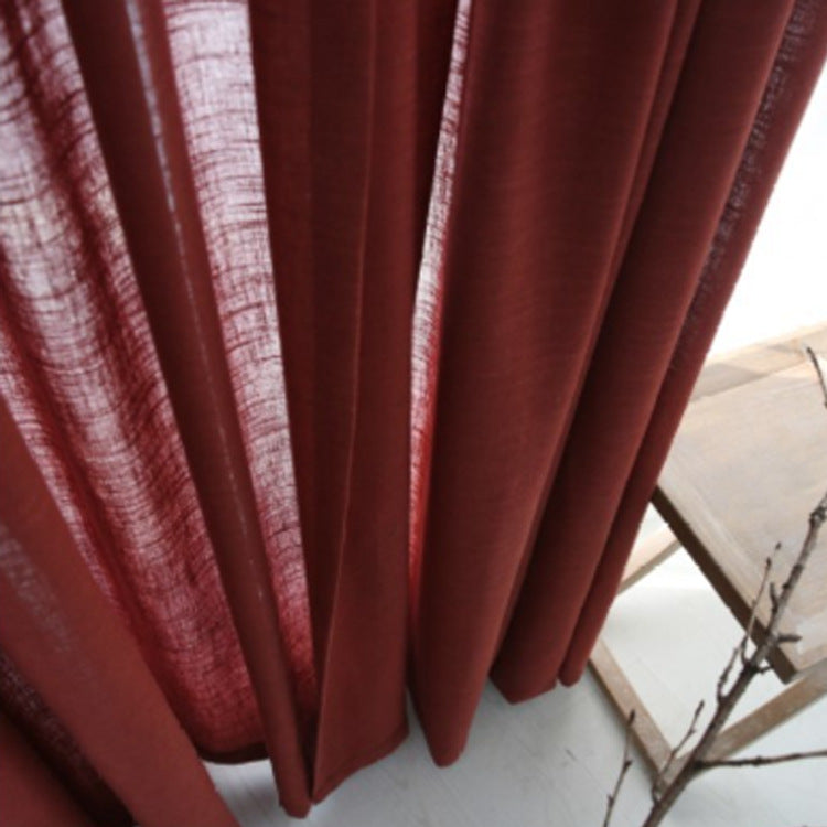 KTX-532691 Japanese Linen Semi-Sheer Half Shade Curtain for Balcony and Living Room, Available in Multiple Colors